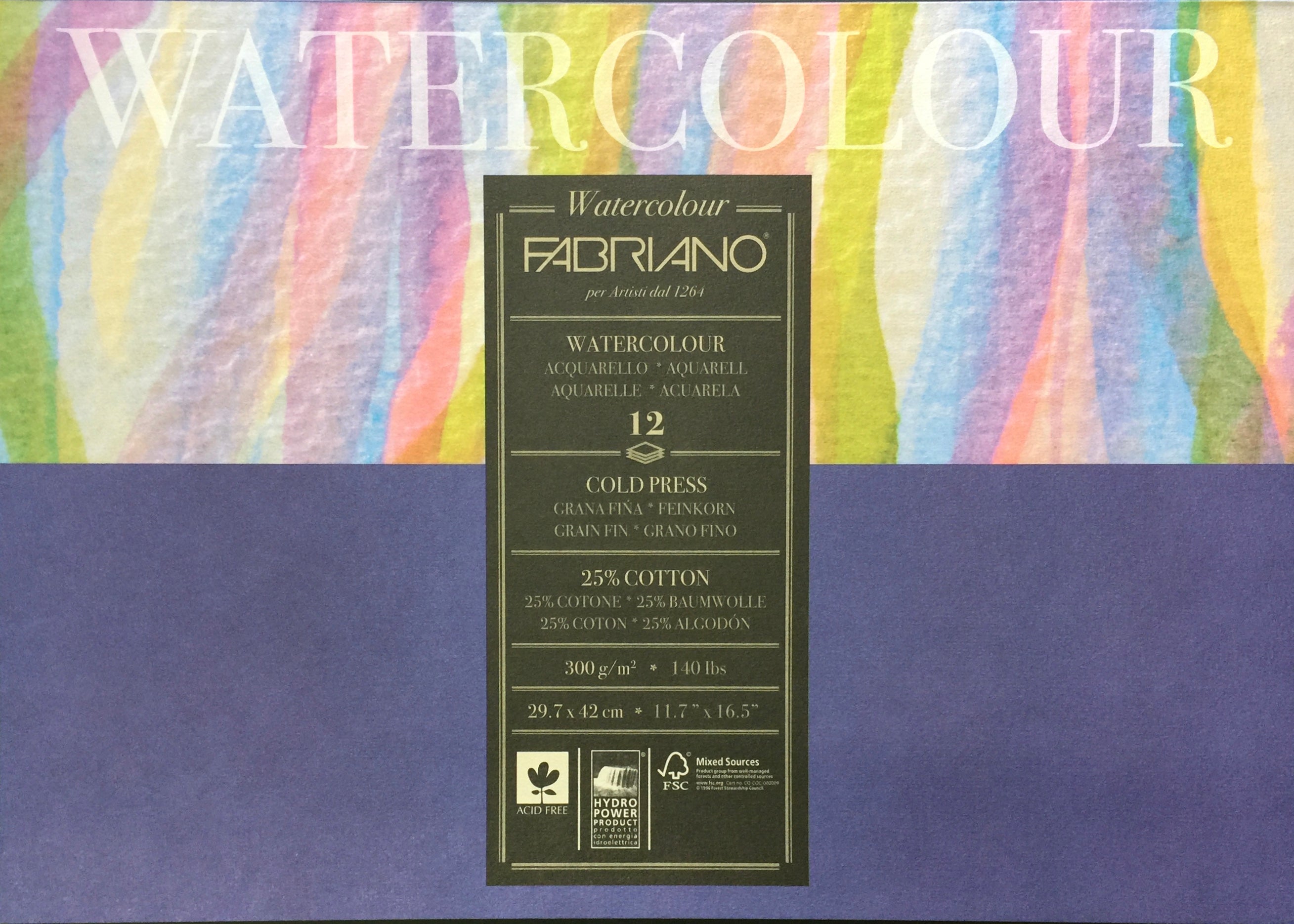 A3, Watercolour Paper Pad (100% Cotton / Cellulose Cold Pressed