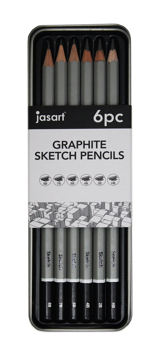 Jasart: Graphite Sketch Pencils tin of 6