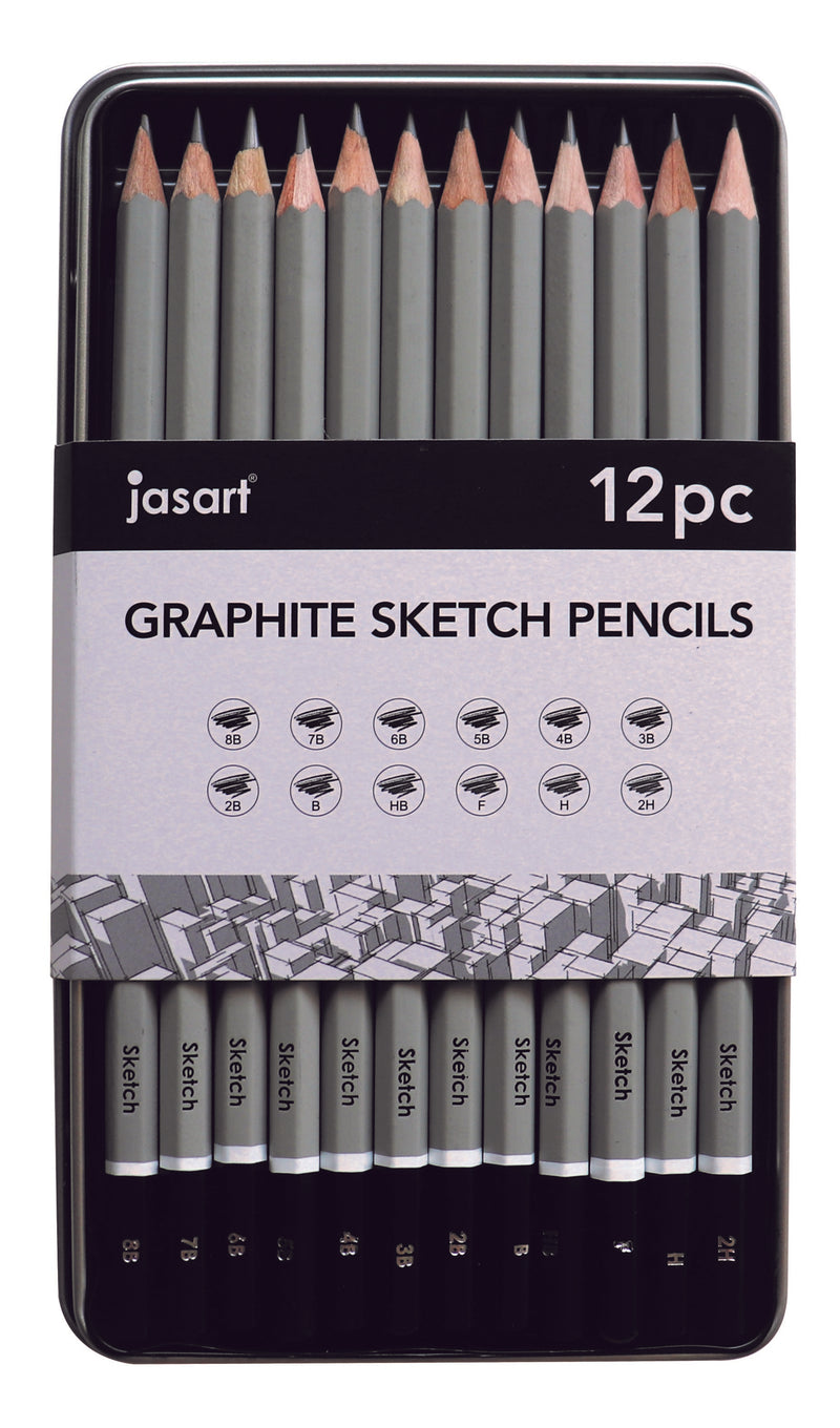 Jasart: Graphite Sketch Pencils tin -Set of 12