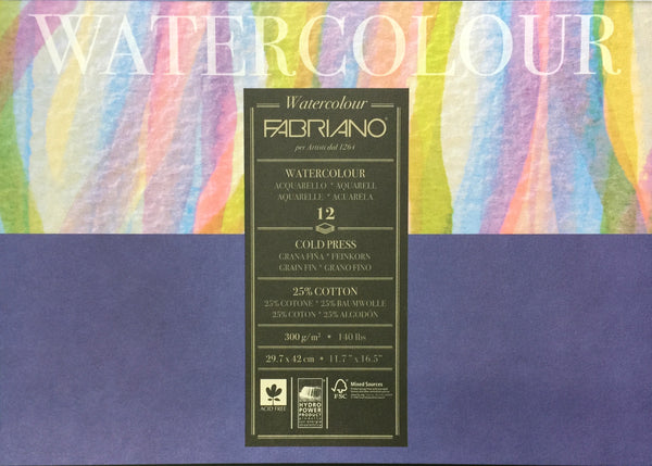 Fabriano Watercolour Pad A3 - COLD PRESS - 300gsm (25% cotton)