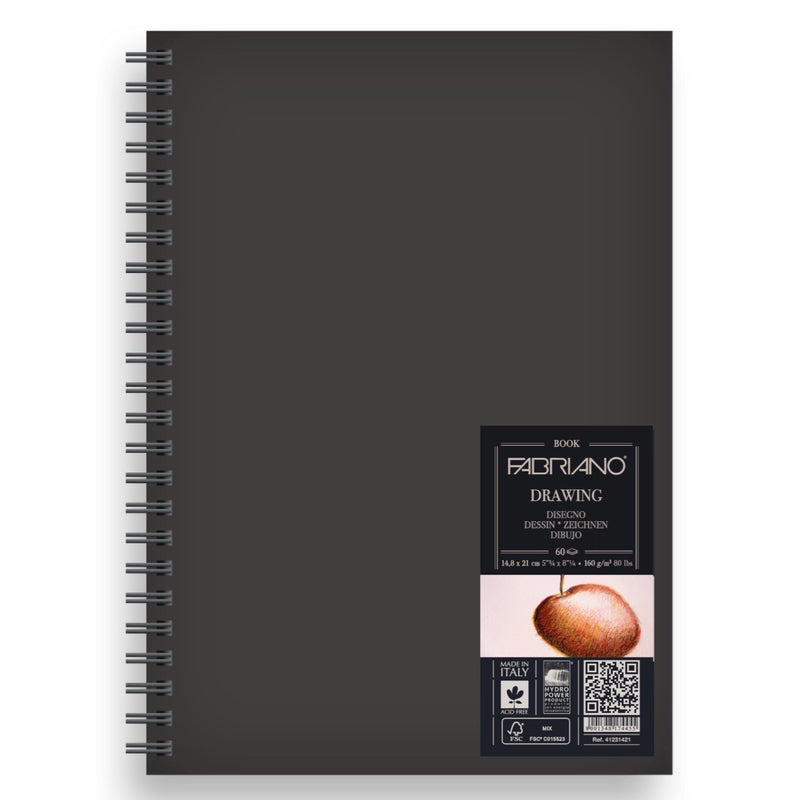 Fabriano: Drawing Book – Spiral- PORTRAIT (160gsm / A5 / 60 Sheets)
