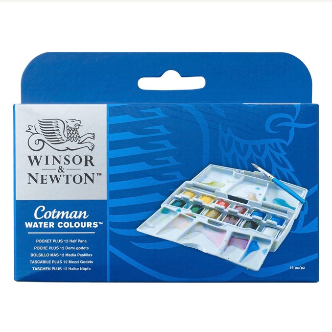 Winsor & Newton Cotman Water Colour POCKET PLUS 12 Half Pan set