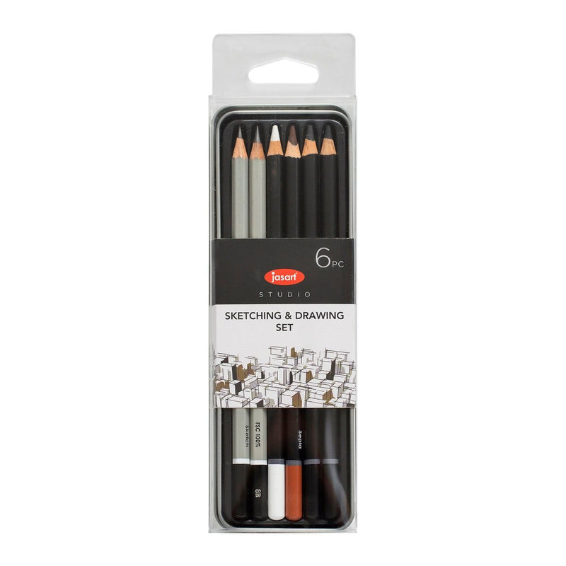 Jasart: Studio Sketching & Drawing set tin -Set of 6