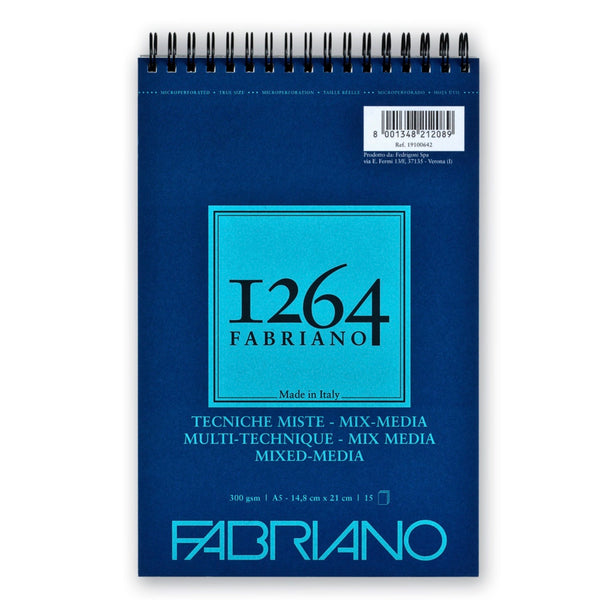 Fabriano 1264 Mixed Media Pad Spiral A5 15 sheets - 300gsm