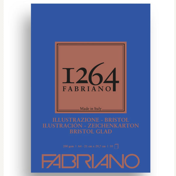 Fabriano 1264 Bristol Pad A4 50 sheets - 300gsm - Extra Smooth, Extra White 