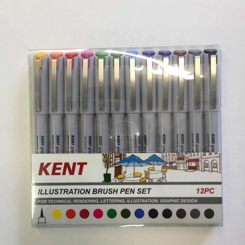 Kent Graphic Illustration BRUSH PEN set of 12