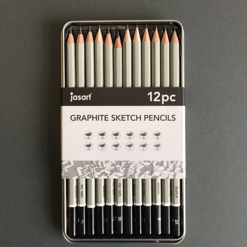 Jasart: Graphite Sketch Pencils tin -Set of 12